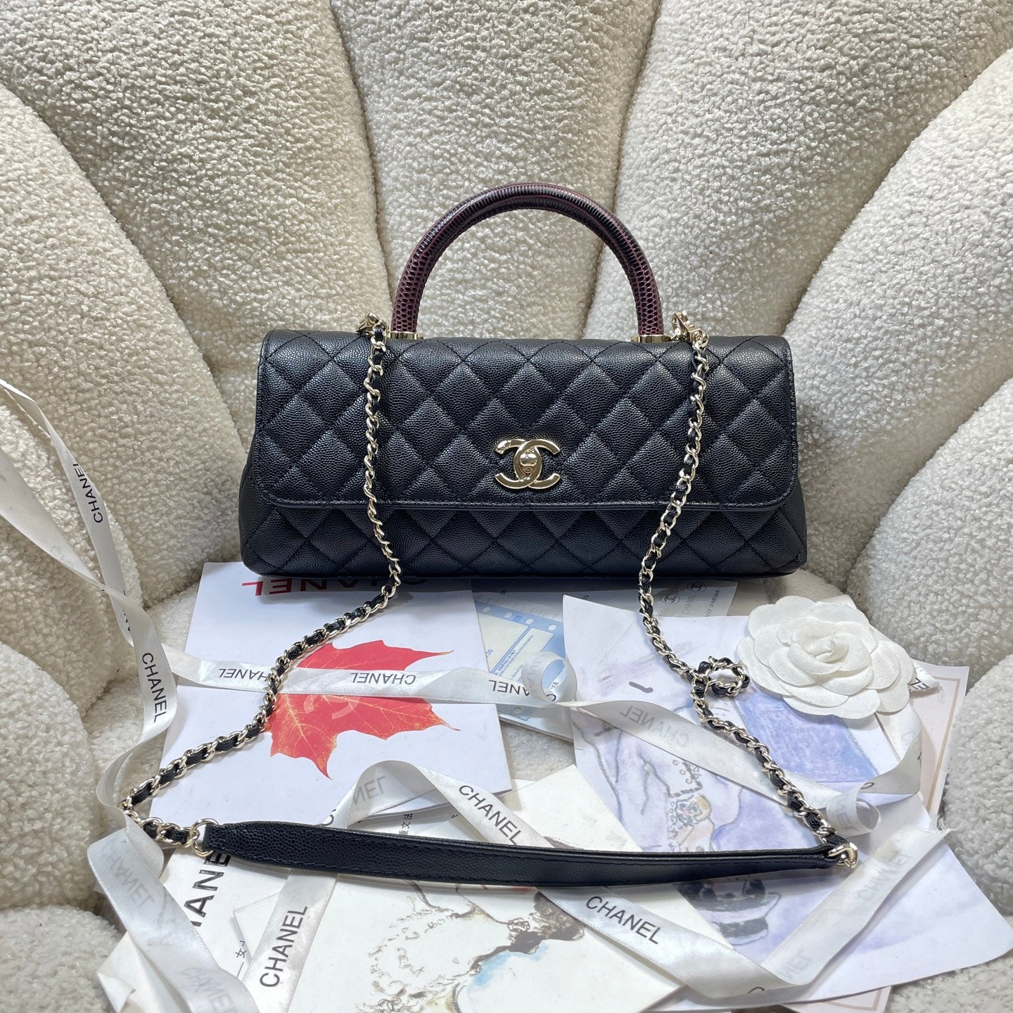 Chanel 26P Coco Handle Horizontal Flap Bag Black Caviar Silver