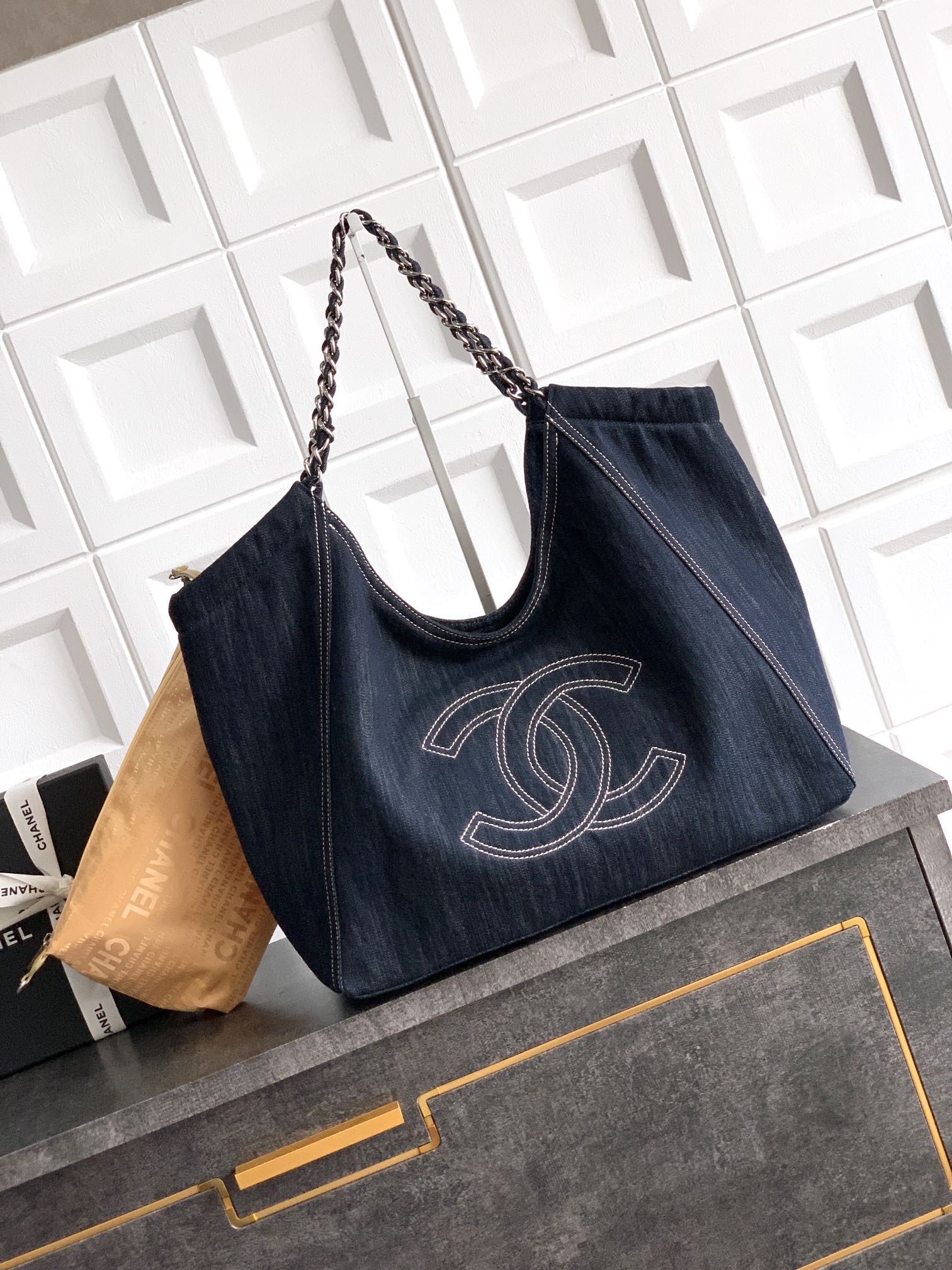 Chanel Denim Tote Bag Medium Midnight Blue