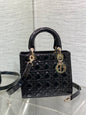 Lady Dior Five-Compartment Bag — Black Patent Leather with Light Gold Hardware
