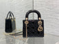 Lady Dior Three-Compartment Bag — Black Patent Leather with Light Gold Hardware