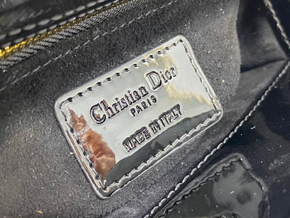 Lady Dior Three-Compartment Bag — Black Patent Leather with Light Gold Hardware