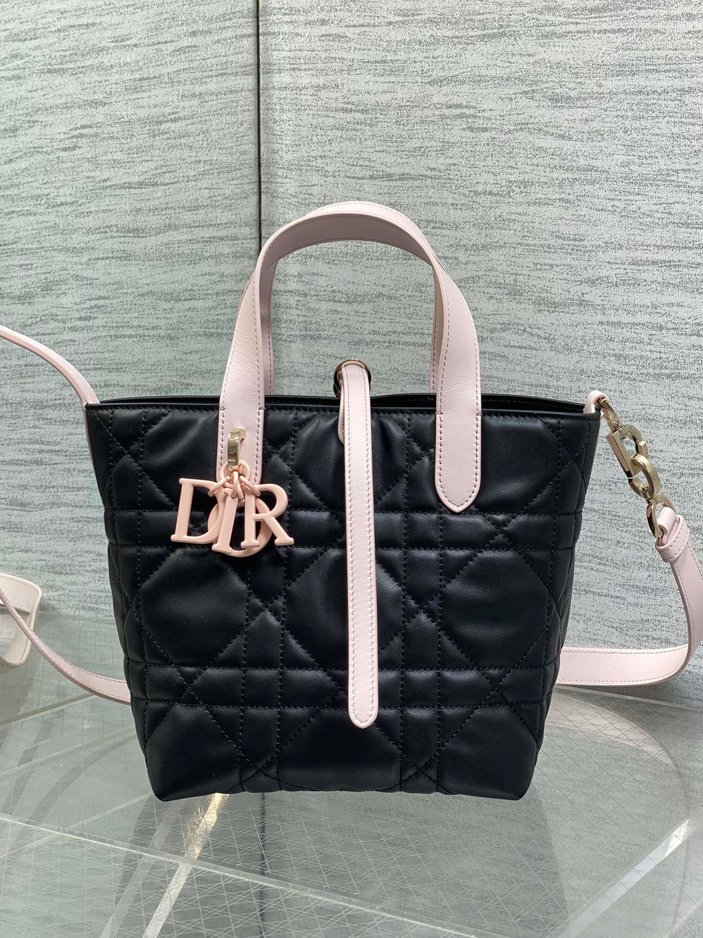 Toujours Vertical Small Bag — Black & Pink Colour-Block