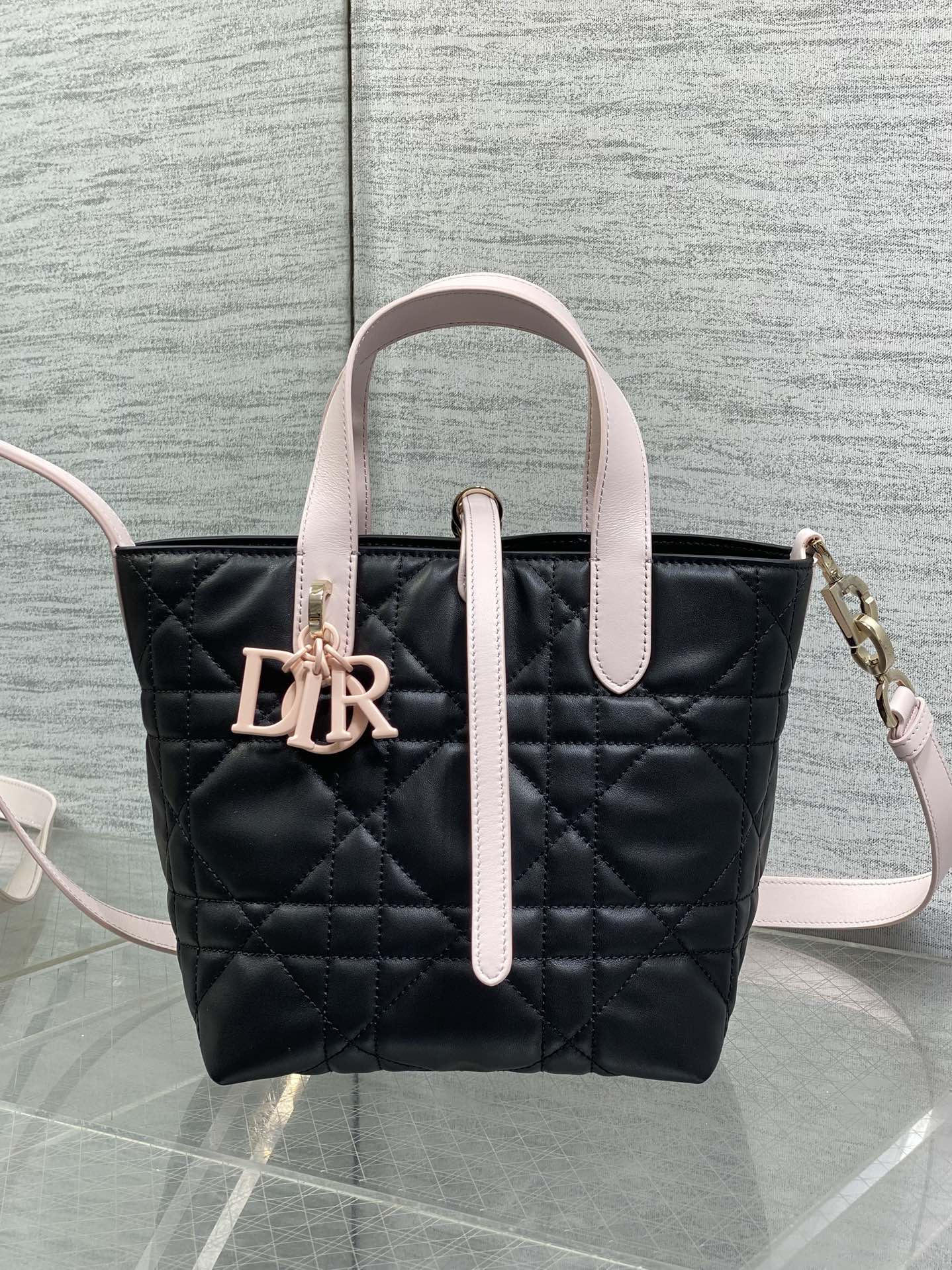Toujours Vertical Small Bag — Black & Pink Colour-Block