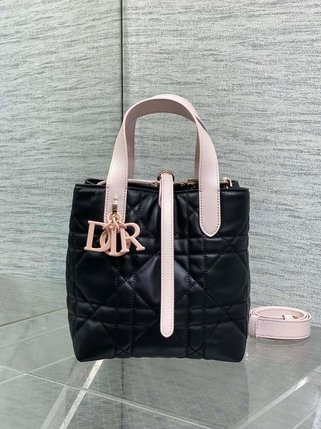Toujours Vertical Small Bag — Black & Pink Colour-Block
