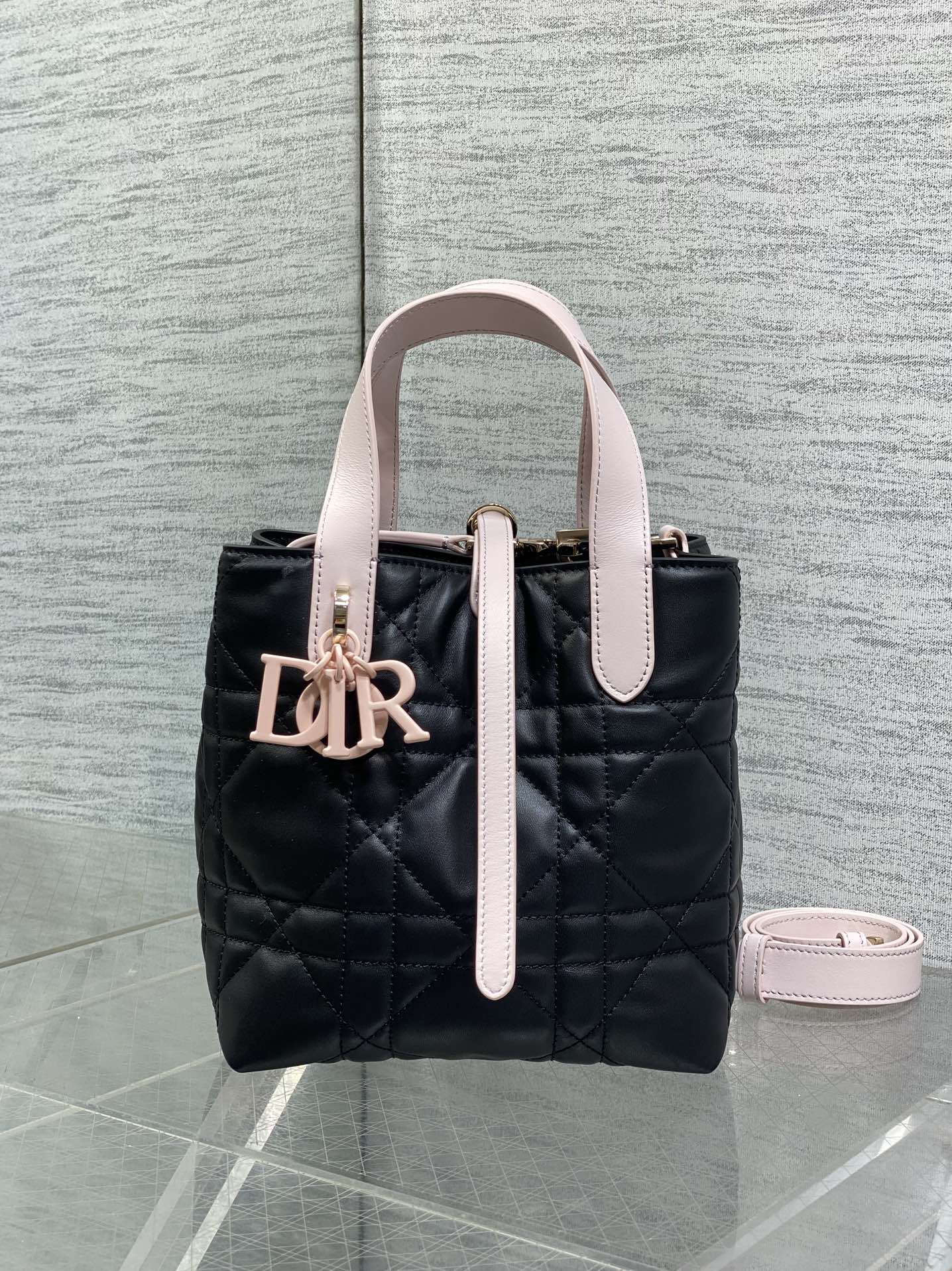 Toujours Vertical Small Bag — Black & Pink Colour-Block
