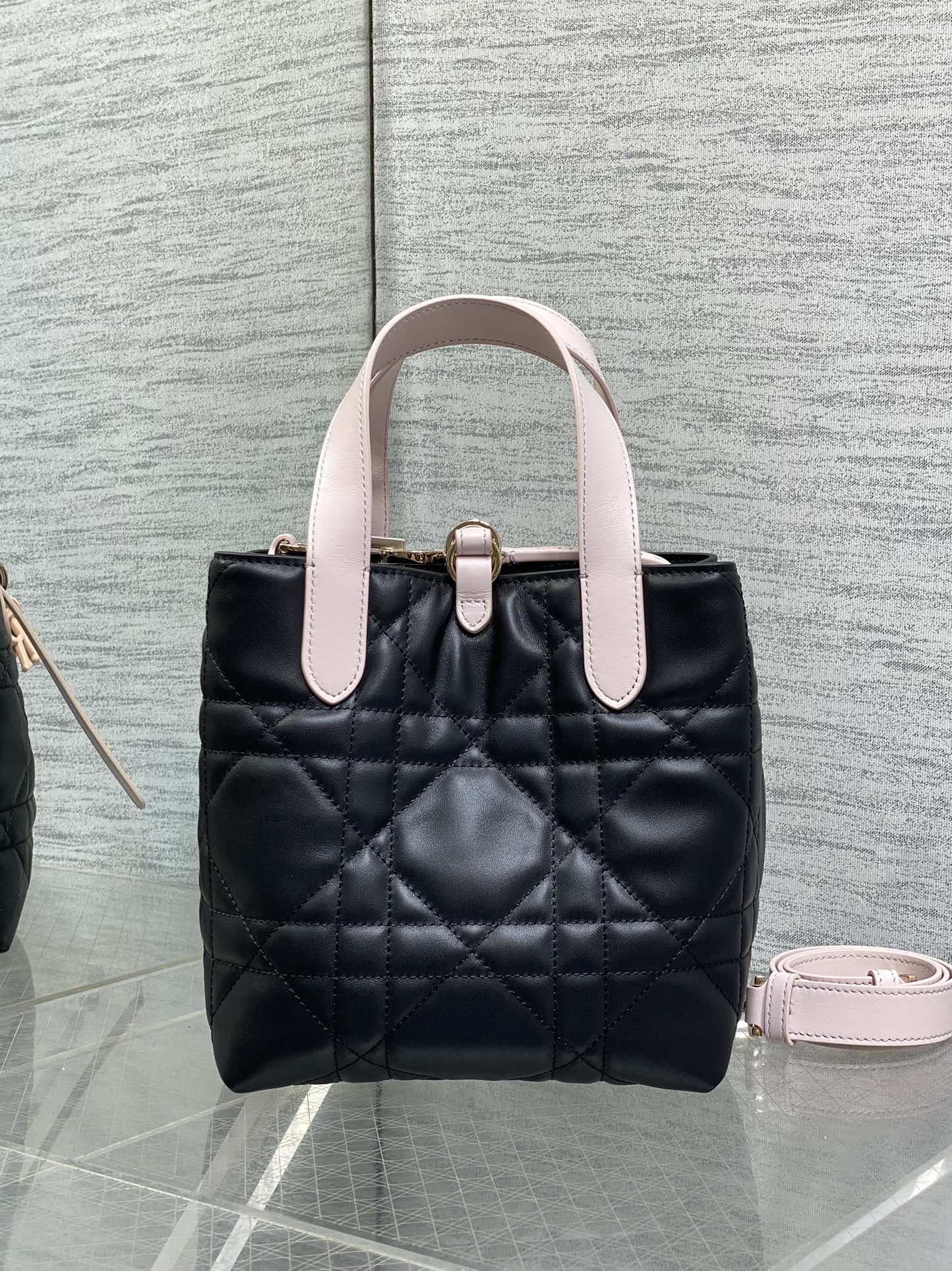 Toujours Vertical Small Bag — Black & Pink Colour-Block