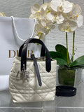 Toujours Vertical Small Bag — White & Black with Silver Hardware