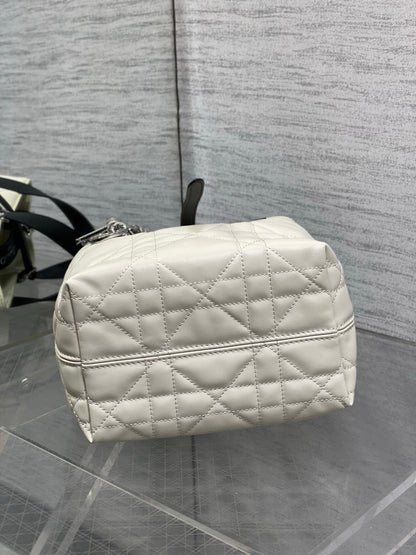 Toujours Vertical Small Bag — White & Black with Silver Hardware