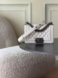 Chanel 26 A Le Boy Bag — White with Antique Silver Hardware