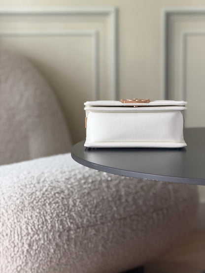 Chanel 26 A Le Boy Bag — White with Antique Gold Hardware