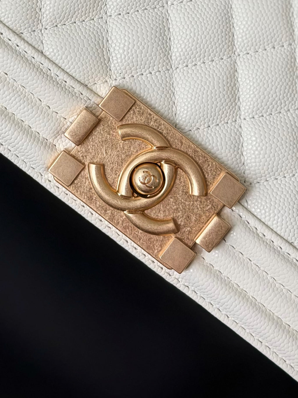 Chanel 26 A Le Boy Bag — White with Antique Gold Hardware
