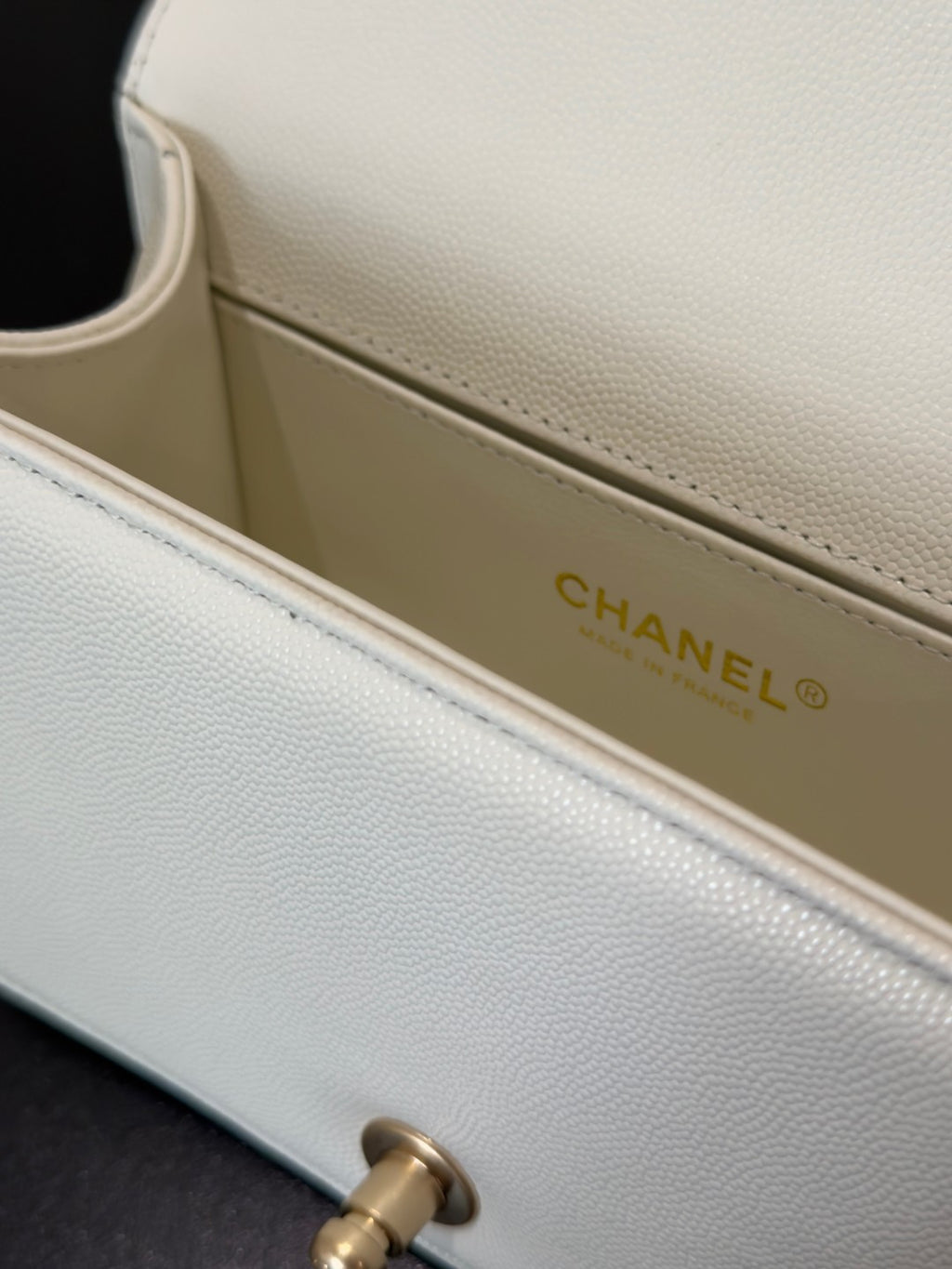 Chanel 26 A Le Boy Bag — White with Antique Gold Hardware