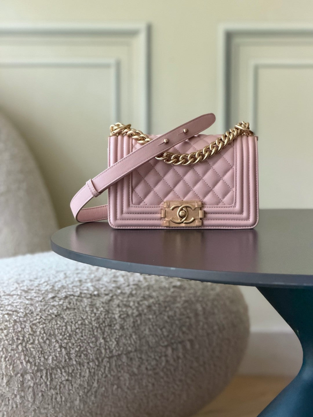 Chanel 26 A Le Boy Bag — Pink with Antique Gold Hardware