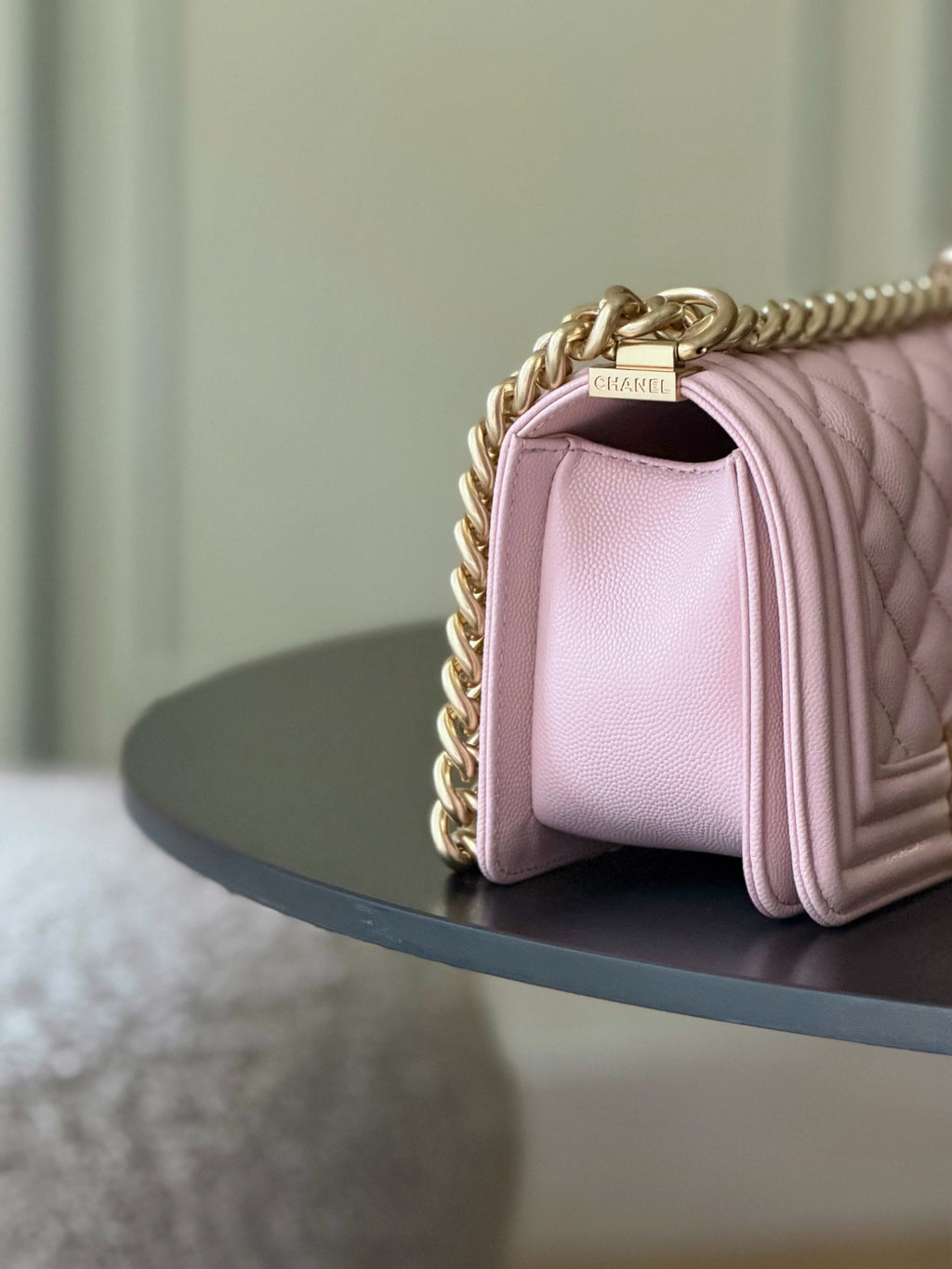 Chanel 26 A Le Boy Bag — Pink with Antique Gold Hardware