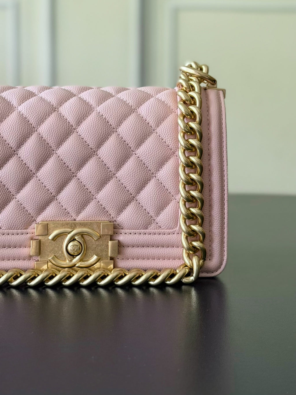 Chanel 26 A Le Boy Bag — Pink with Antique Gold Hardware