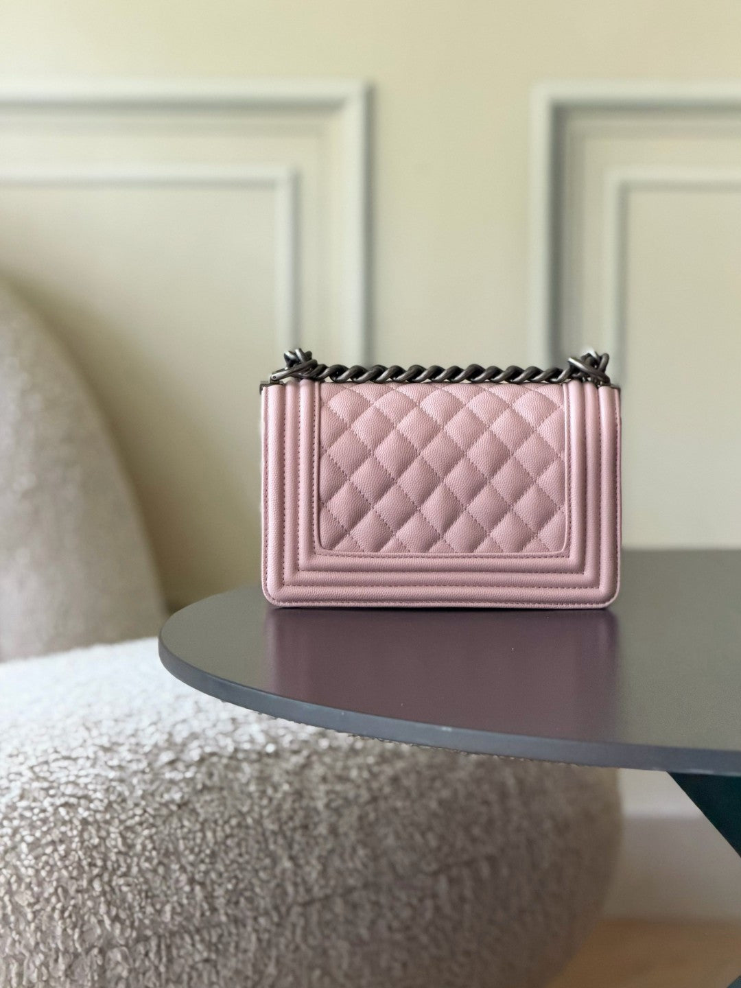 Chanel 26 A Le Boy Bag — Pink with Antique Silver Hardware
