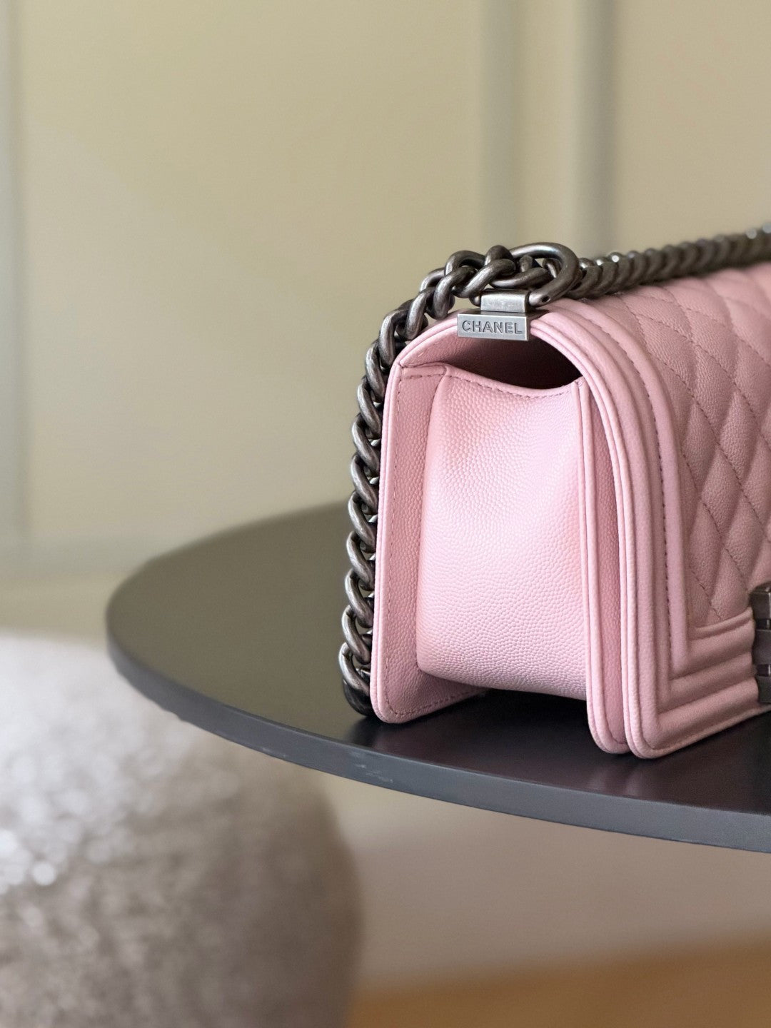 Chanel 26 A Le Boy Bag — Pink with Antique Silver Hardware