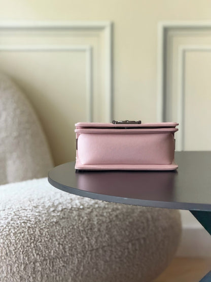 Chanel 26 A Le Boy Bag — Pink with Antique Silver Hardware