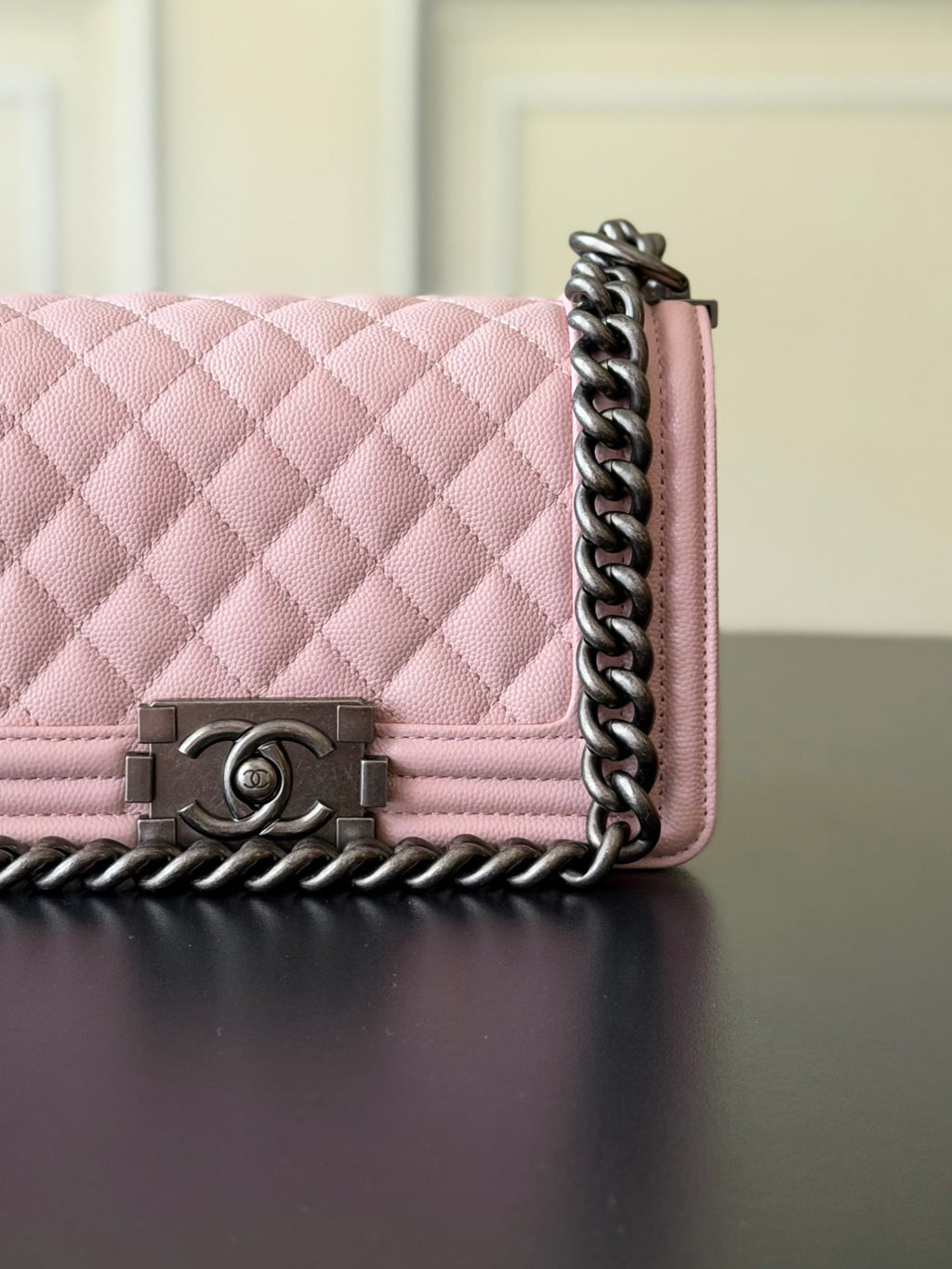 Chanel 26 A Le Boy Bag — Pink with Antique Silver Hardware