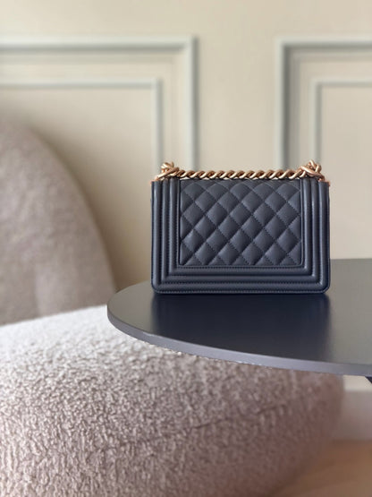 Chanel 26 A Le Boy Bag — Dark Grey with Antique Gold Hardware