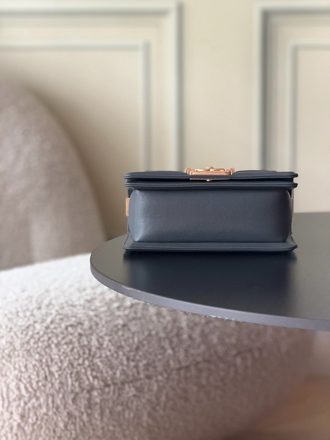 Chanel 26 A Le Boy Bag — Dark Grey with Antique Gold Hardware