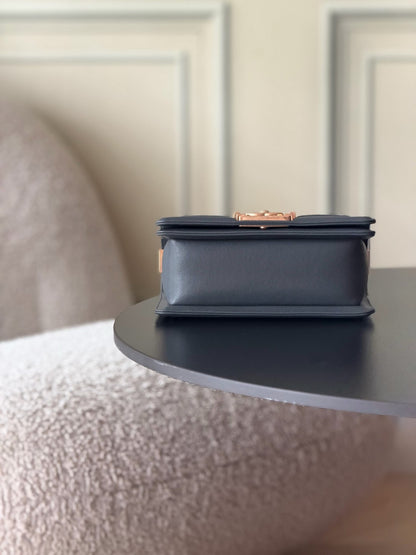 Chanel 26 A Le Boy Bag — Dark Grey with Antique Gold Hardware