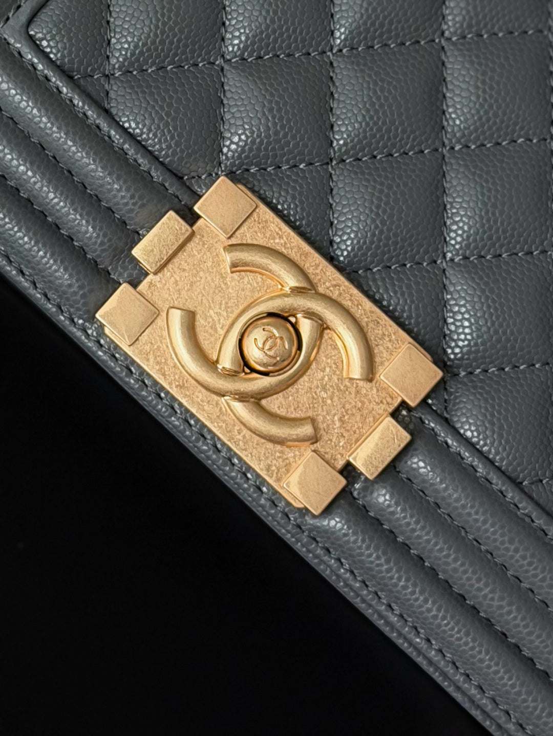 Chanel 26 A Le Boy Bag — Dark Grey with Antique Gold Hardware