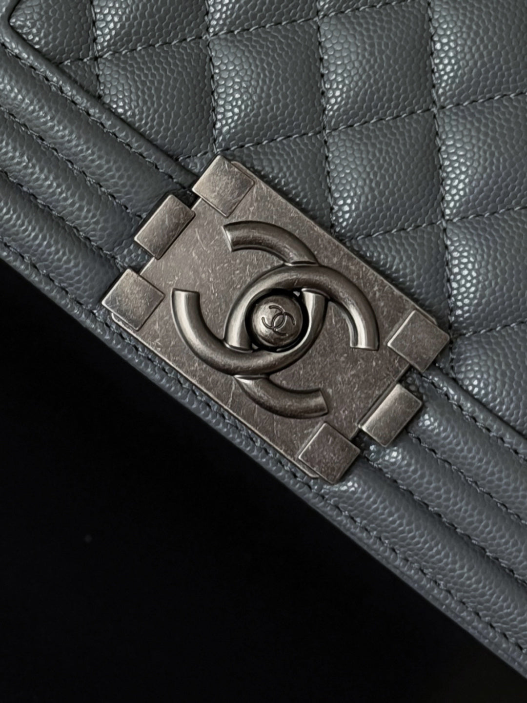 Chanel 26 A Le Boy Bag — Dark Grey with Antique Silver Hardware