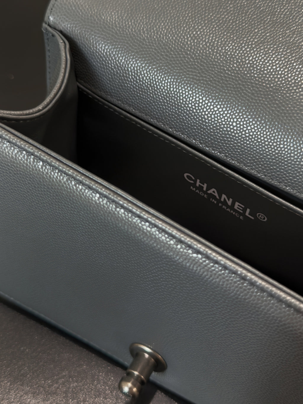 Chanel 26 A Le Boy Bag — Dark Grey with Antique Silver Hardware