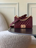 Chanel 26 A Le Boy Bag — Date Red with Antique Gold Hardware
