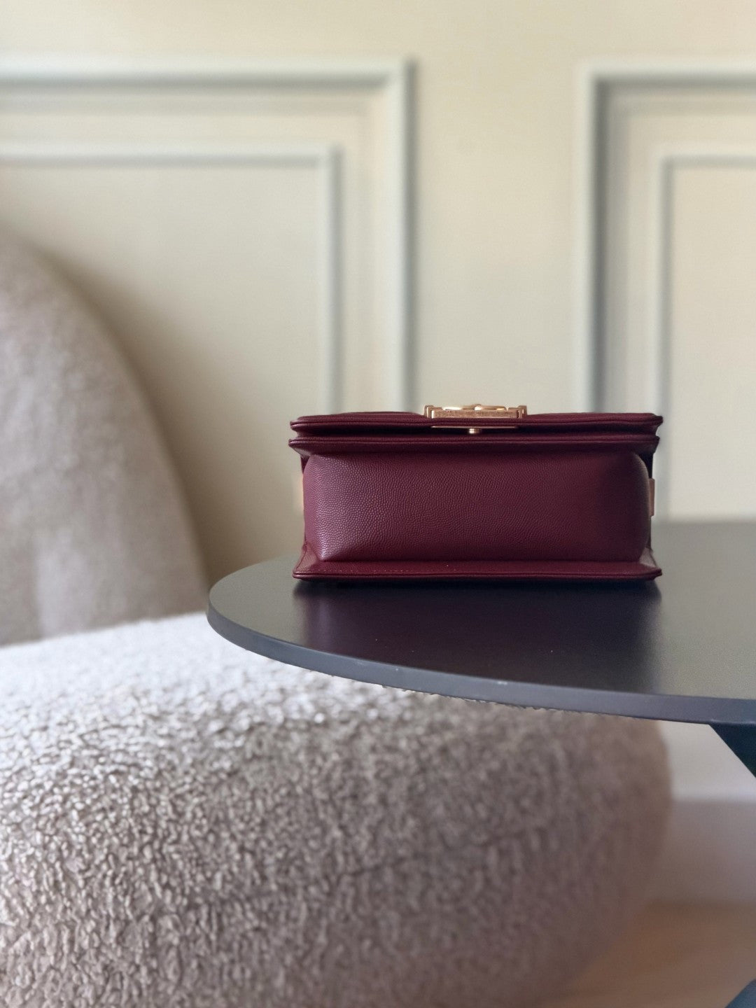 Chanel 26 A Le Boy Bag — Date Red with Antique Gold Hardware