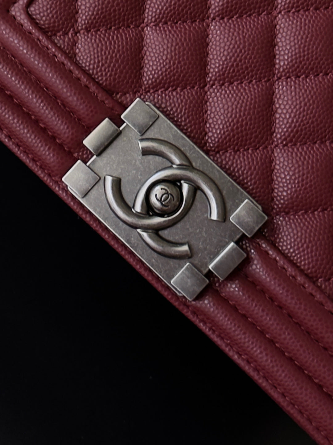 Chanel 26 A Le Boy Bag — Date Red with Antique Silver Hardware