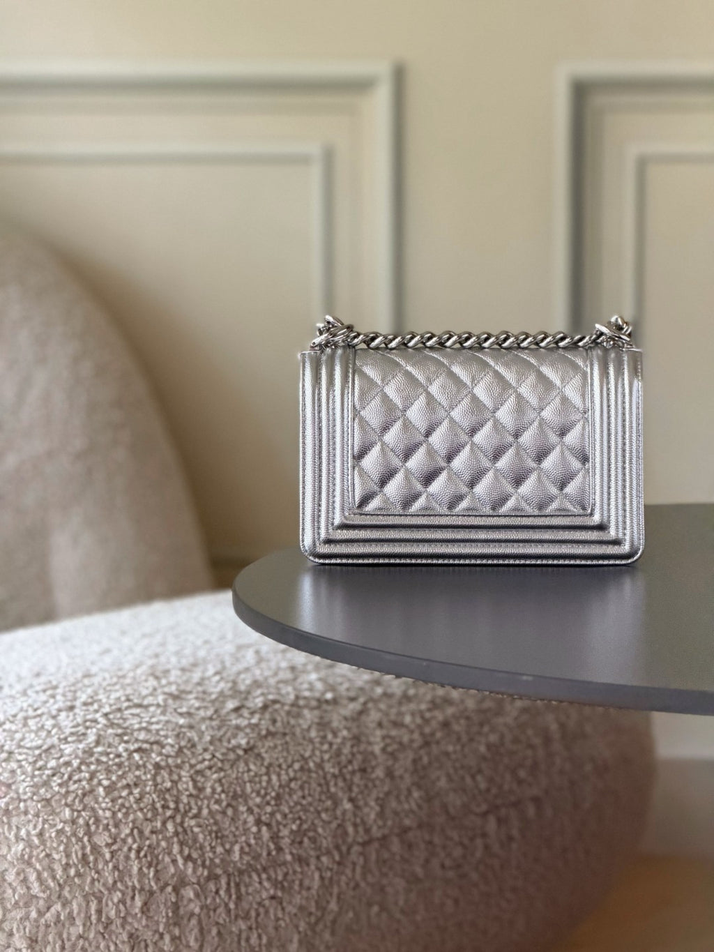 Chanel 26 A Le Boy Bag — Silver with Silver-Plated Hardware