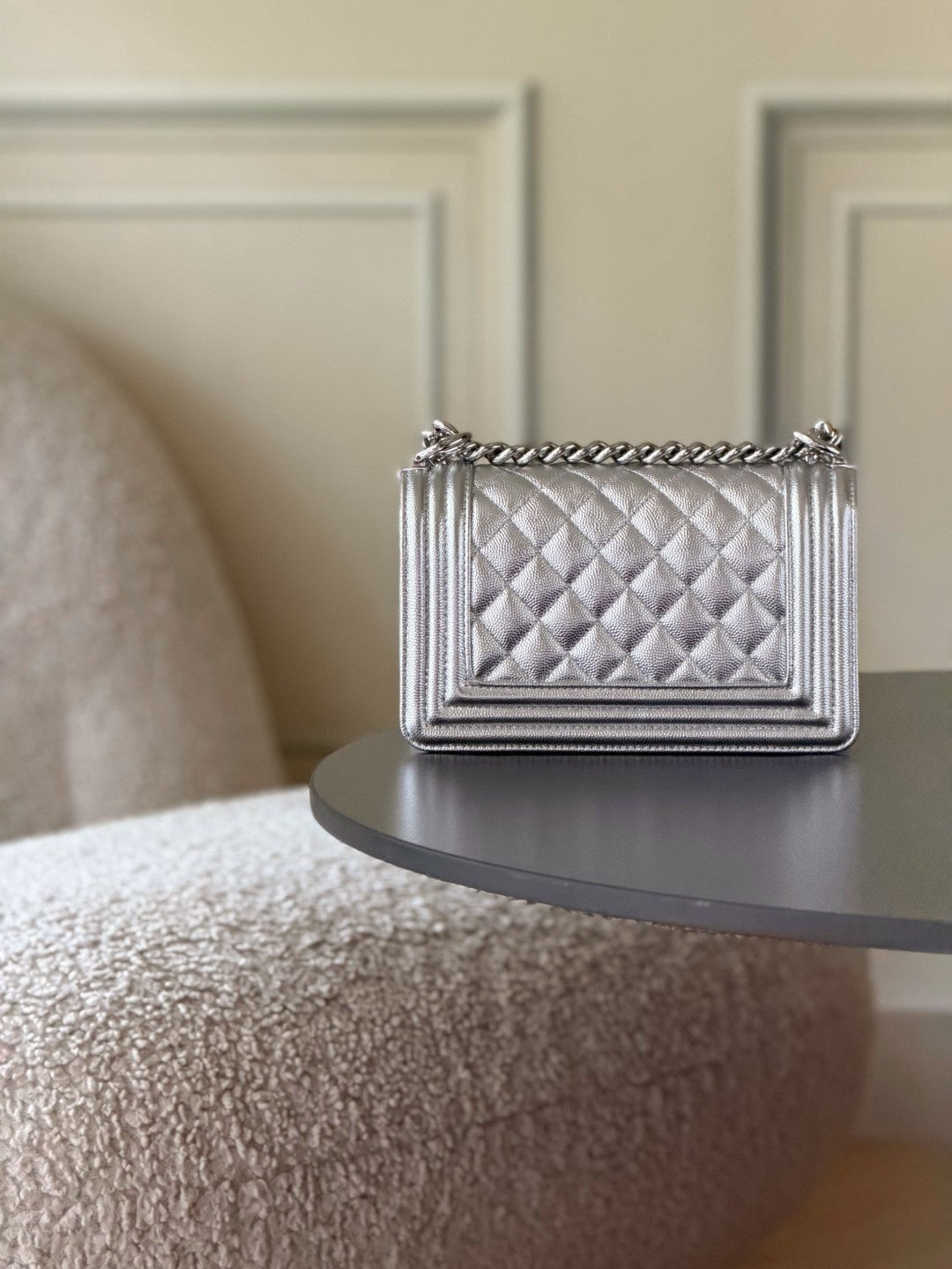 Chanel 26 A Le Boy Bag — Silver with Silver-Plated Hardware