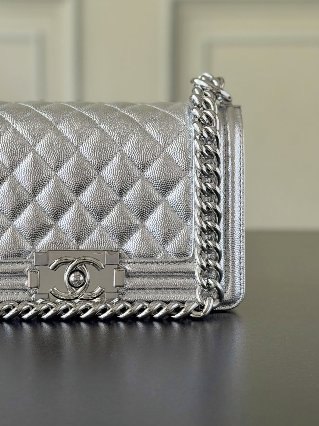 Chanel 26 A Le Boy Bag — Silver with Silver-Plated Hardware