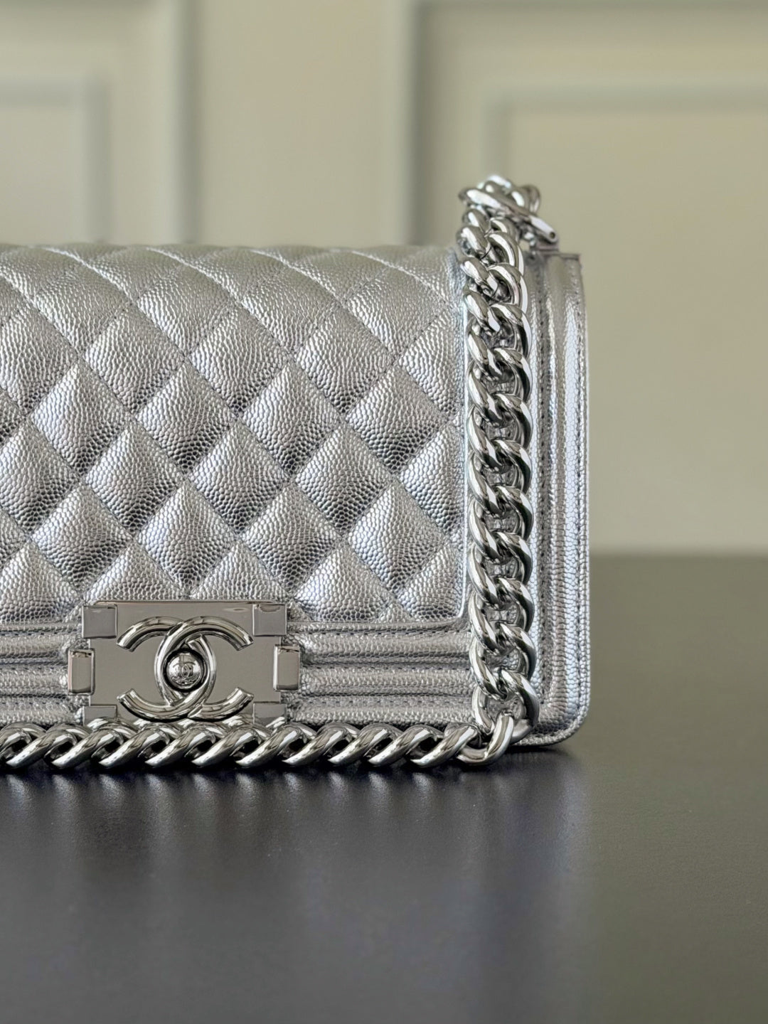 Chanel 26 A Le Boy Bag — Silver with Silver-Plated Hardware