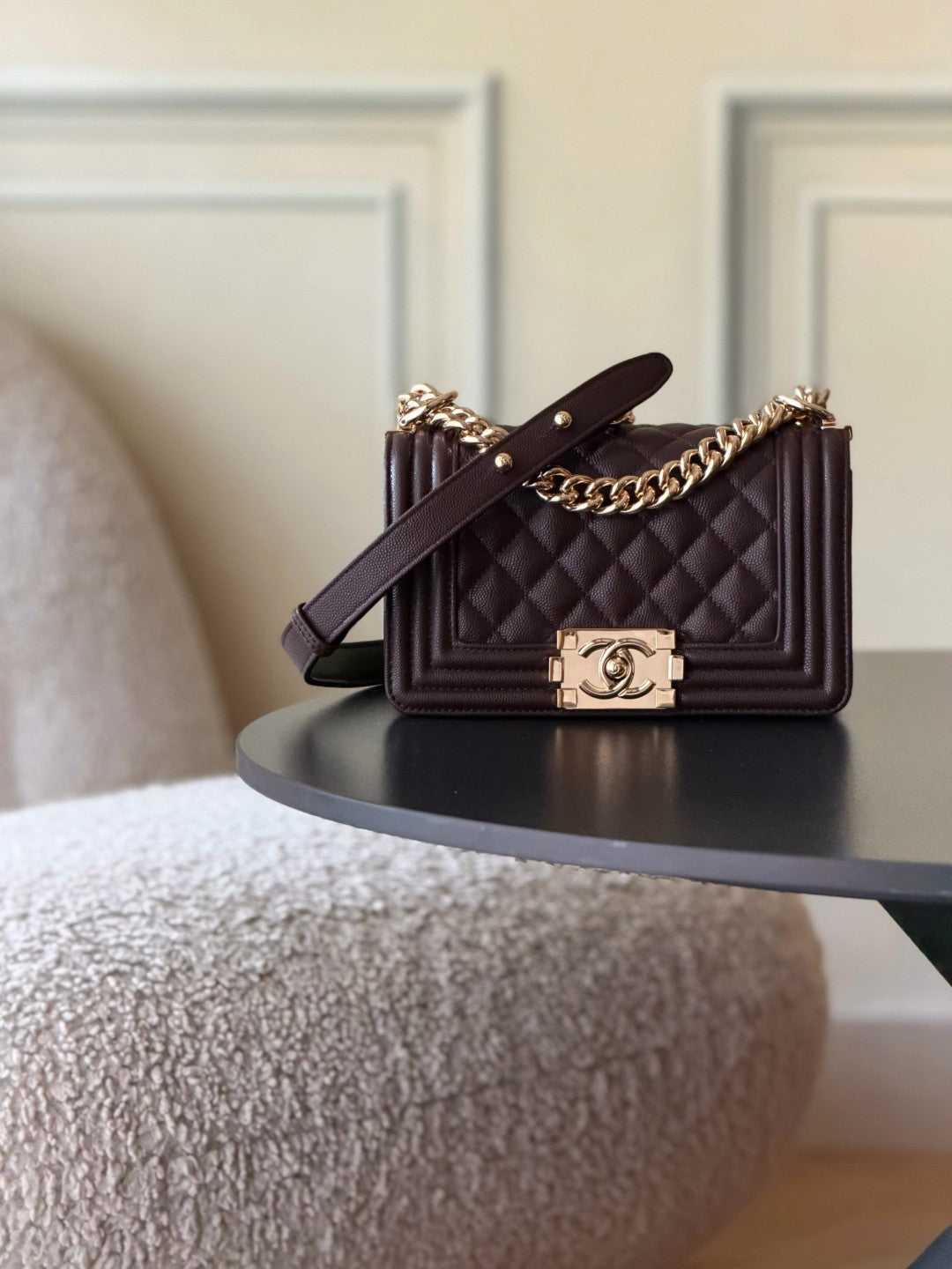 Chanel 26 A Le Boy Bag — Coffee Brown with Gold Hardware