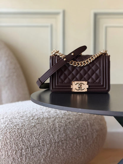 Chanel 26 A Le Boy Bag — Coffee Brown with Gold Hardware