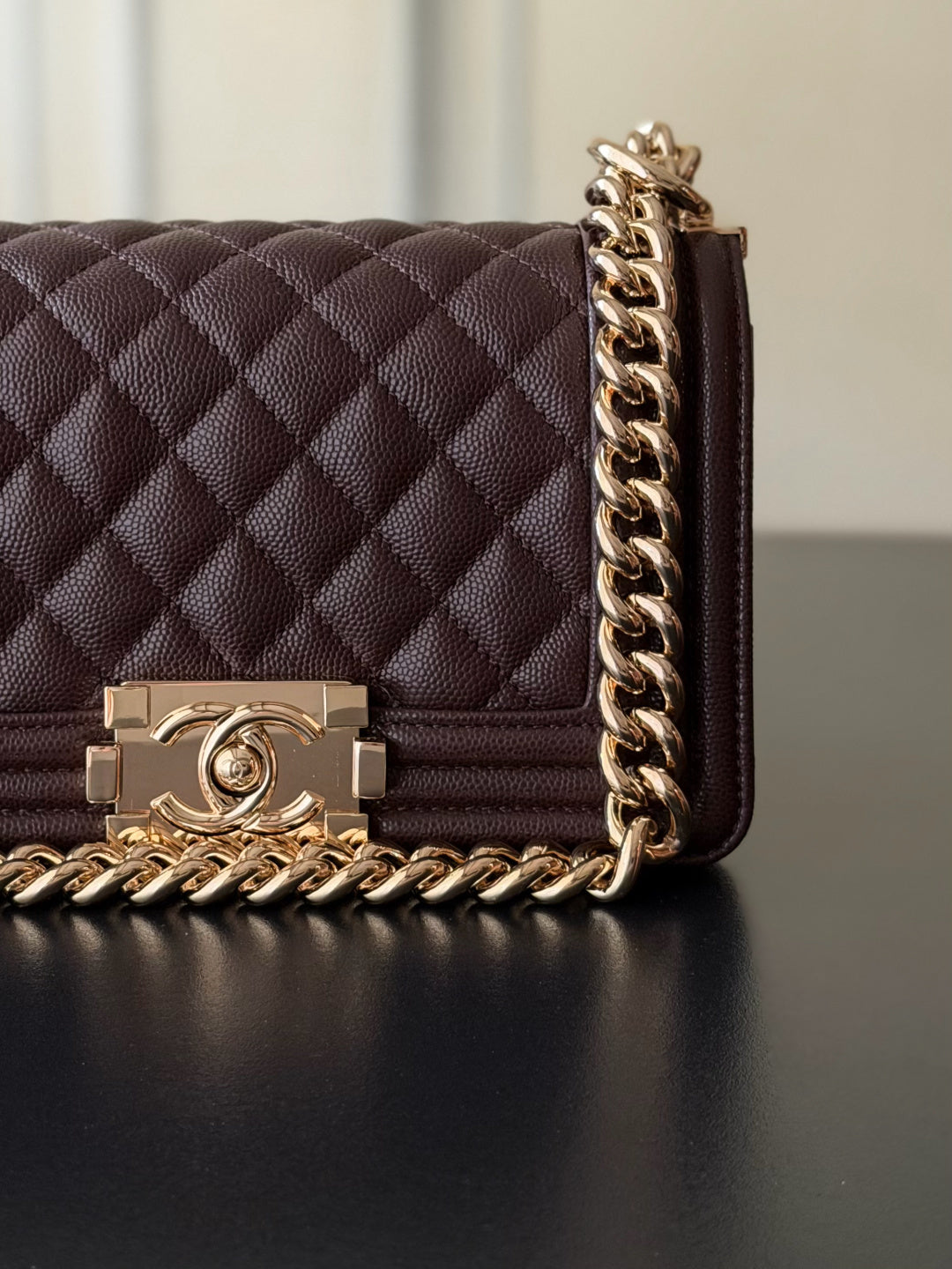 Chanel 26 A Le Boy Bag — Coffee Brown with Gold Hardware