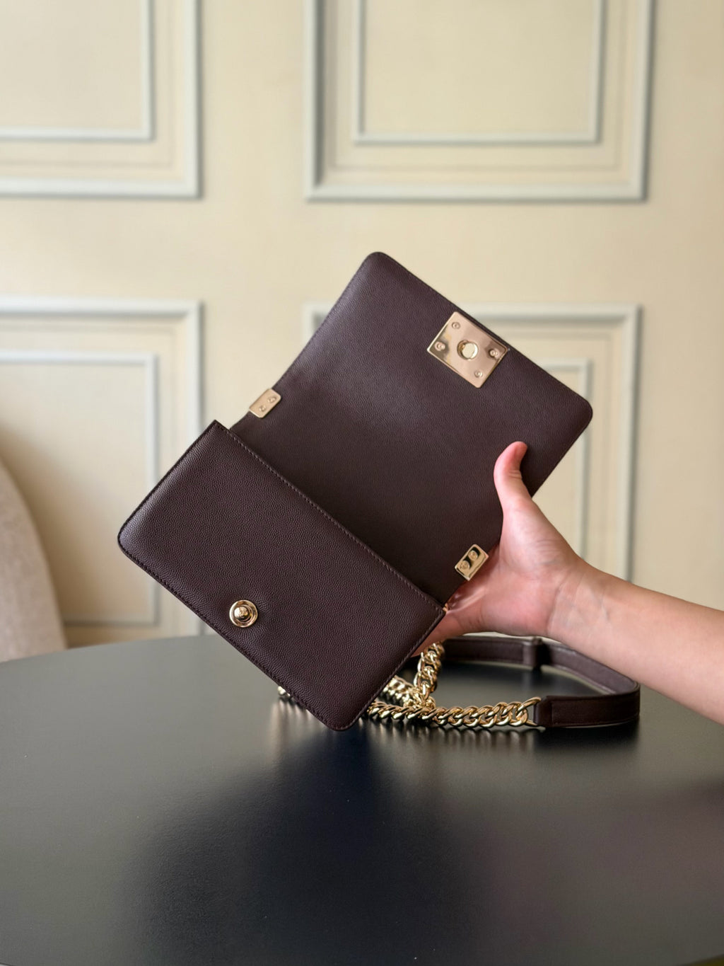 Chanel 26 A Le Boy Bag — Coffee Brown with Gold Hardware