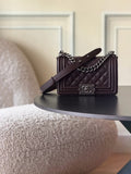 Chanel 26 A Le Boy Bag — Coffee Brown with Antique Silver Hardware