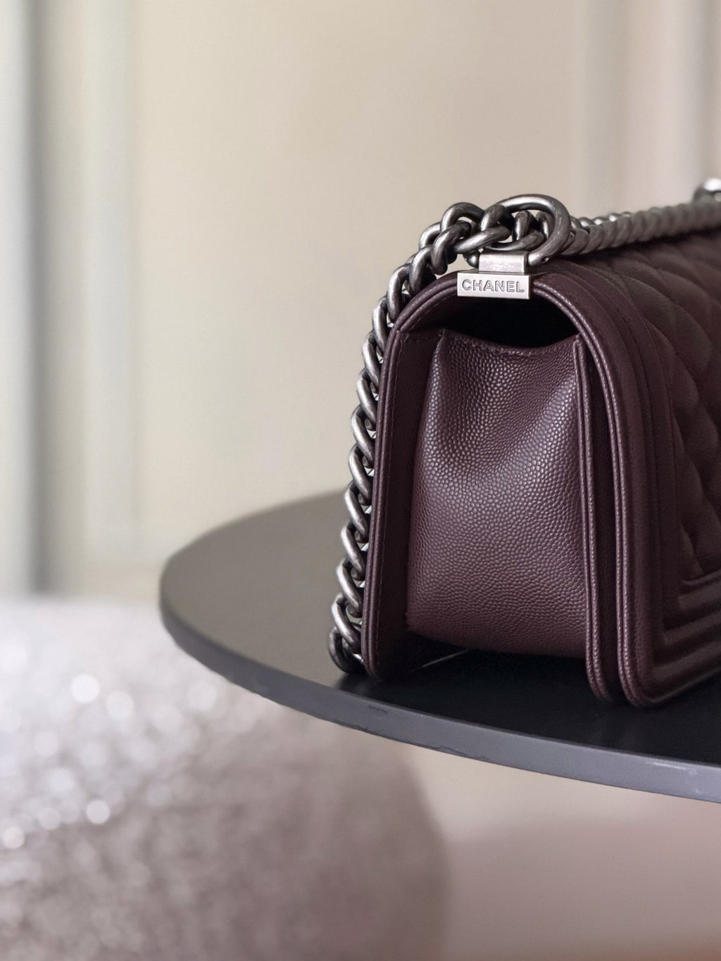 Chanel 26 A Le Boy Bag — Coffee Brown with Antique Silver Hardware
