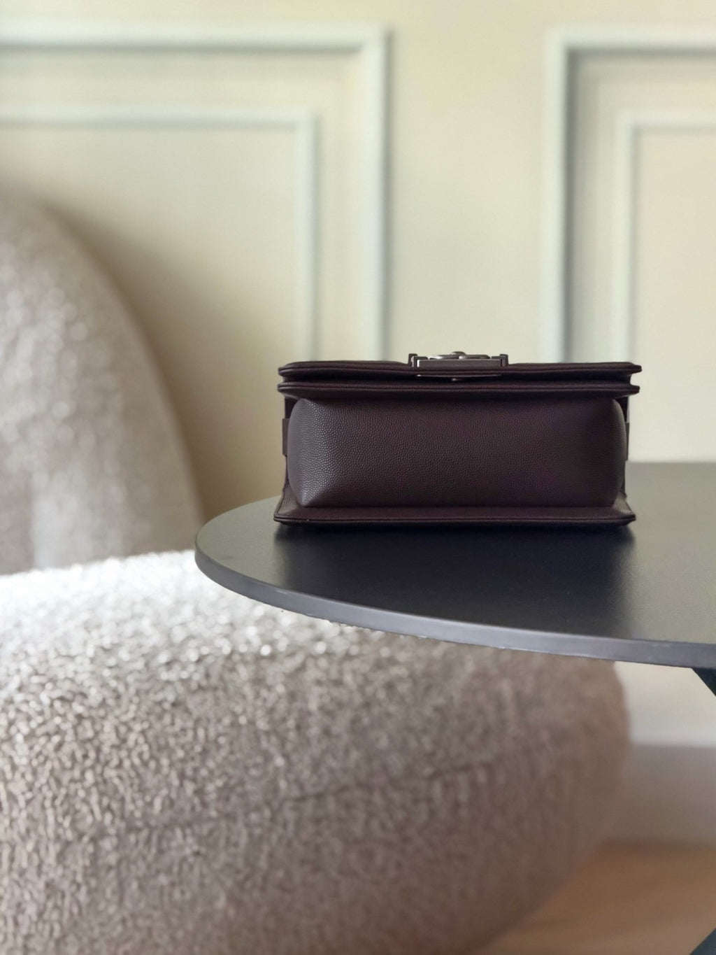 Chanel 26 A Le Boy Bag — Coffee Brown with Antique Silver Hardware