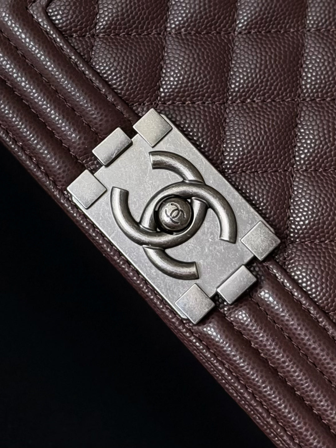 Chanel 26 A Le Boy Bag — Coffee Brown with Antique Silver Hardware