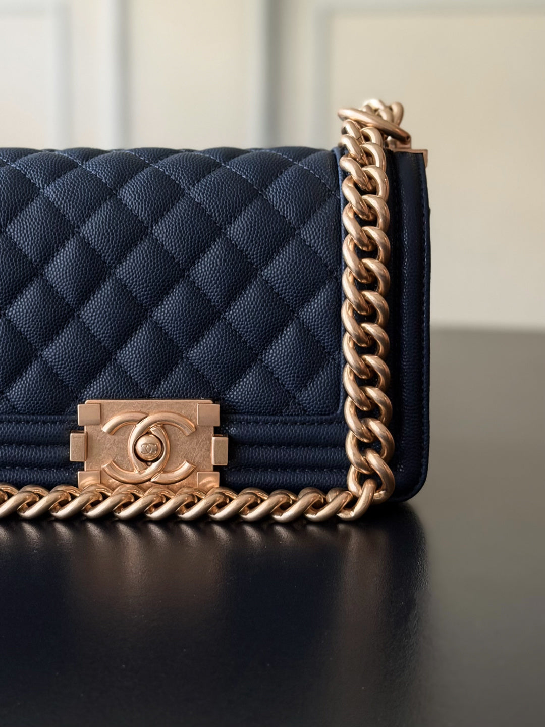 Chanel 26 A Le Boy Bag — Royal Blue with Antique Gold Hardware