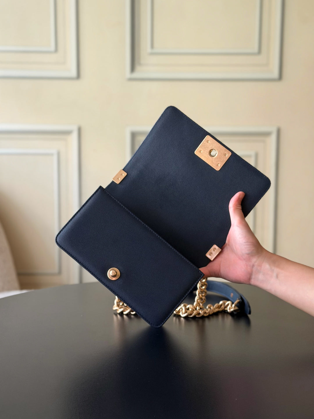 Chanel 26 A Le Boy Bag — Royal Blue with Antique Gold Hardware