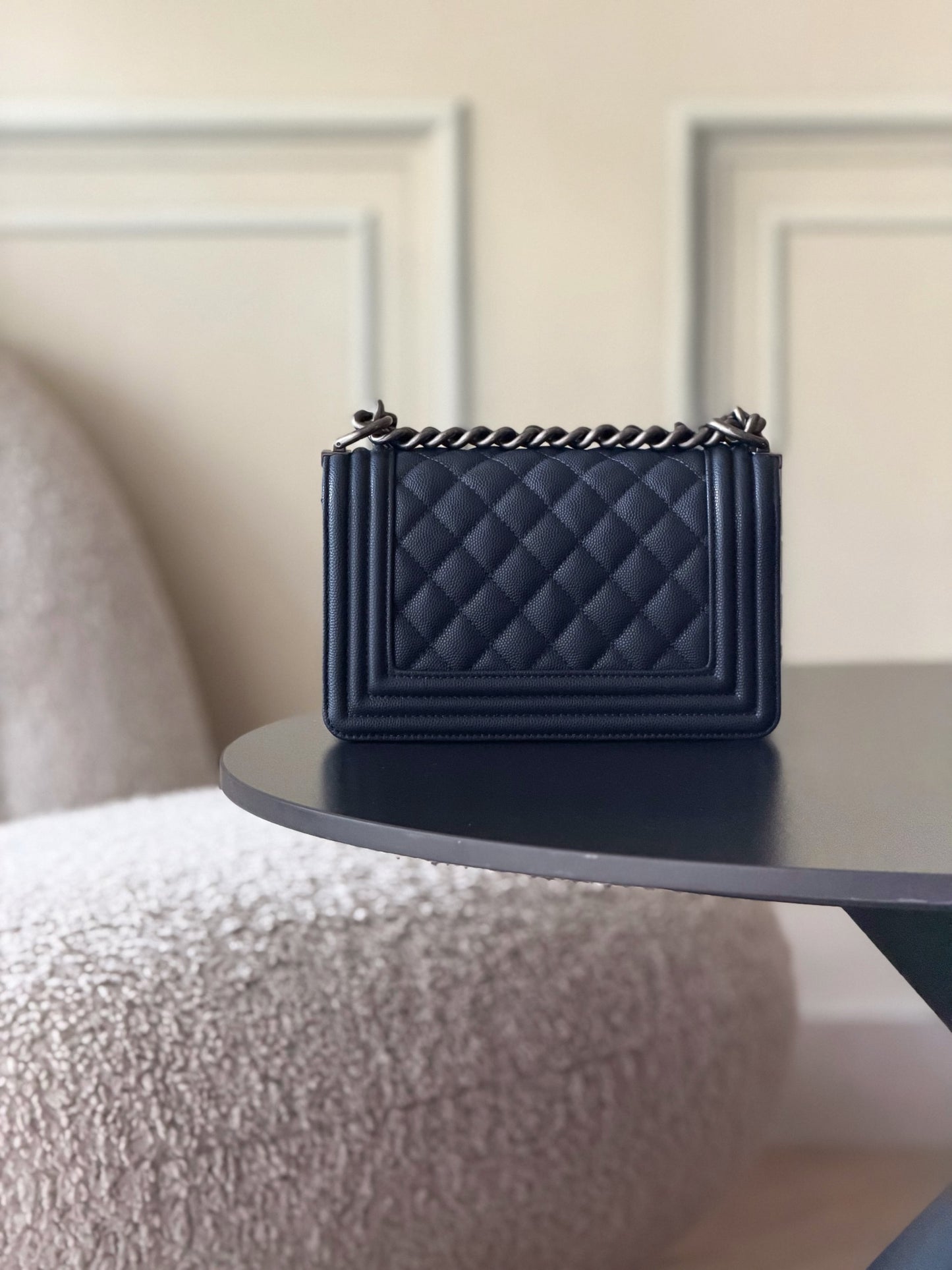 Chanel 26 A Le Boy Bag — Royal Blue with Antique Silver Hardware