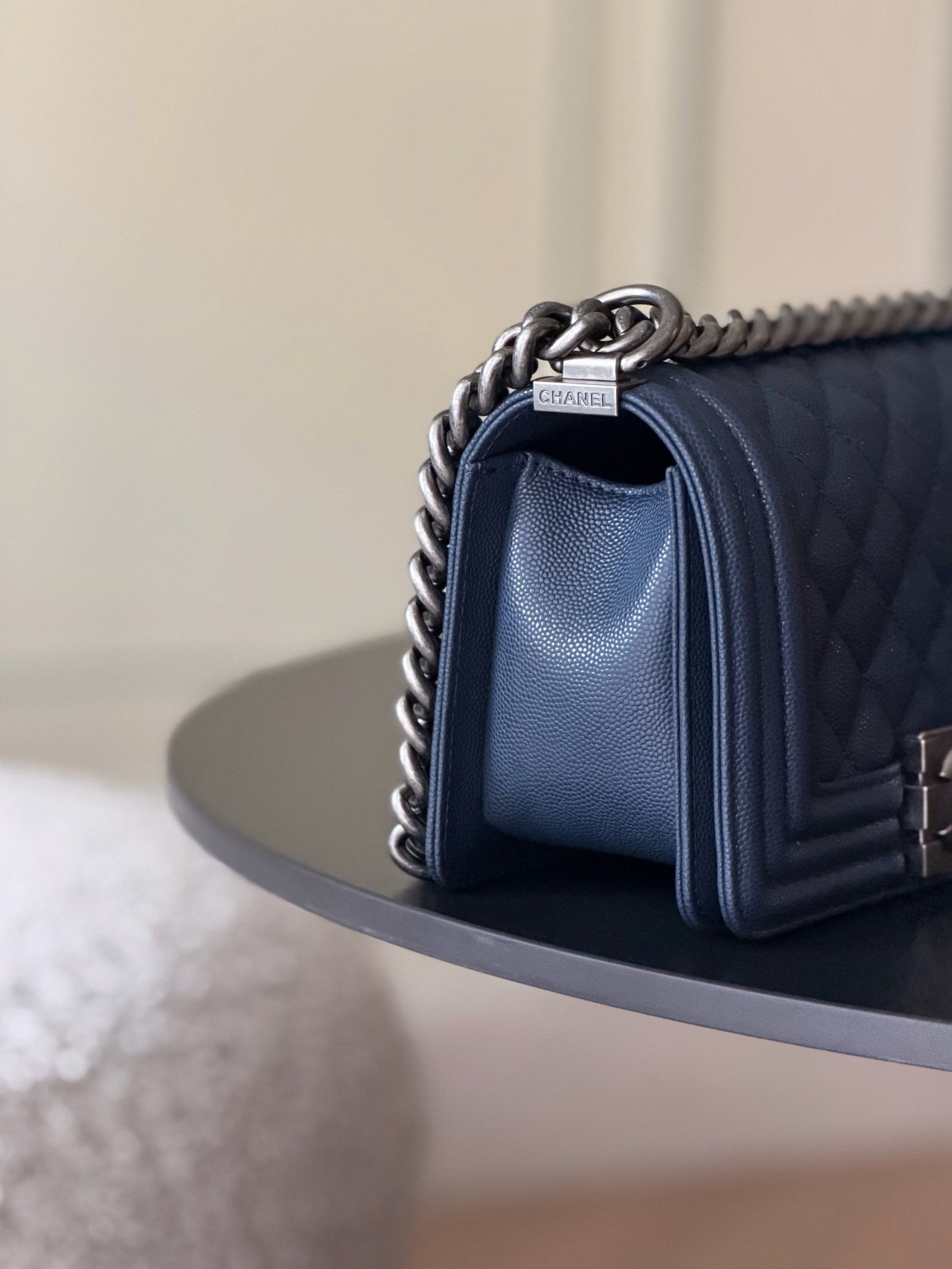 Chanel 26 A Le Boy Bag — Royal Blue with Antique Silver Hardware