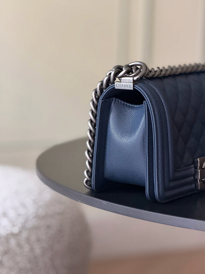 Chanel 26 A Le Boy Bag — Royal Blue with Antique Silver Hardware