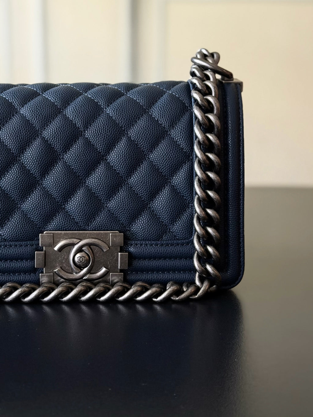 Chanel 26 A Le Boy Bag — Royal Blue with Antique Silver Hardware